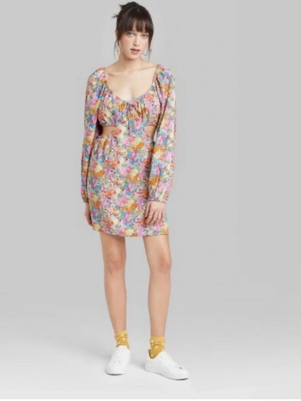 wild fable Floral Cutout Mini Dress - Multi Pastel